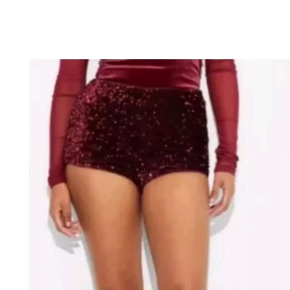Wild Fable Burgundy Velvet Shorts